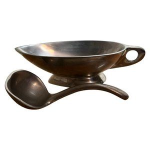 Nima Oberoi Lunares Aluminum Gravy Boat and Ladle Elegant modern lines.